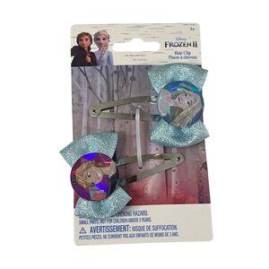 Disney Frozen II Elsa Glitter Hair Clips 2 Pack Girls Bow Clips